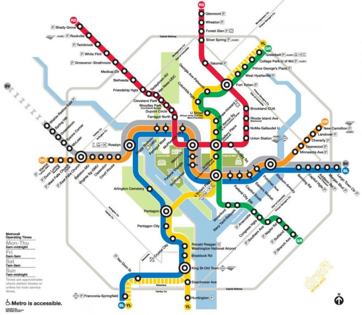 washington dc metro demiryolu haritası