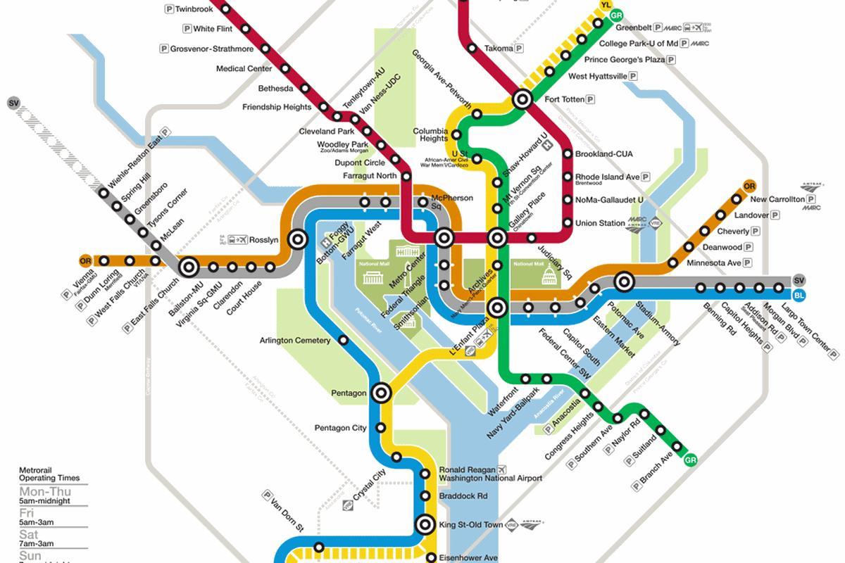 washington dc metro sistemi haritası