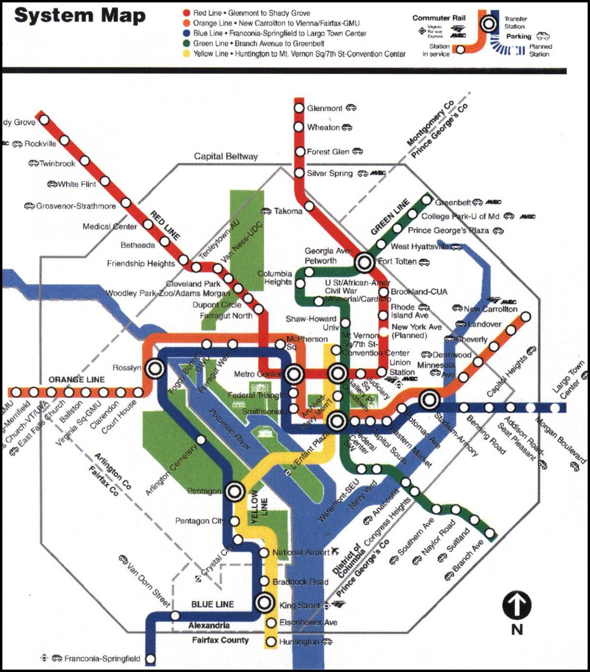 washington dc metro tren haritası