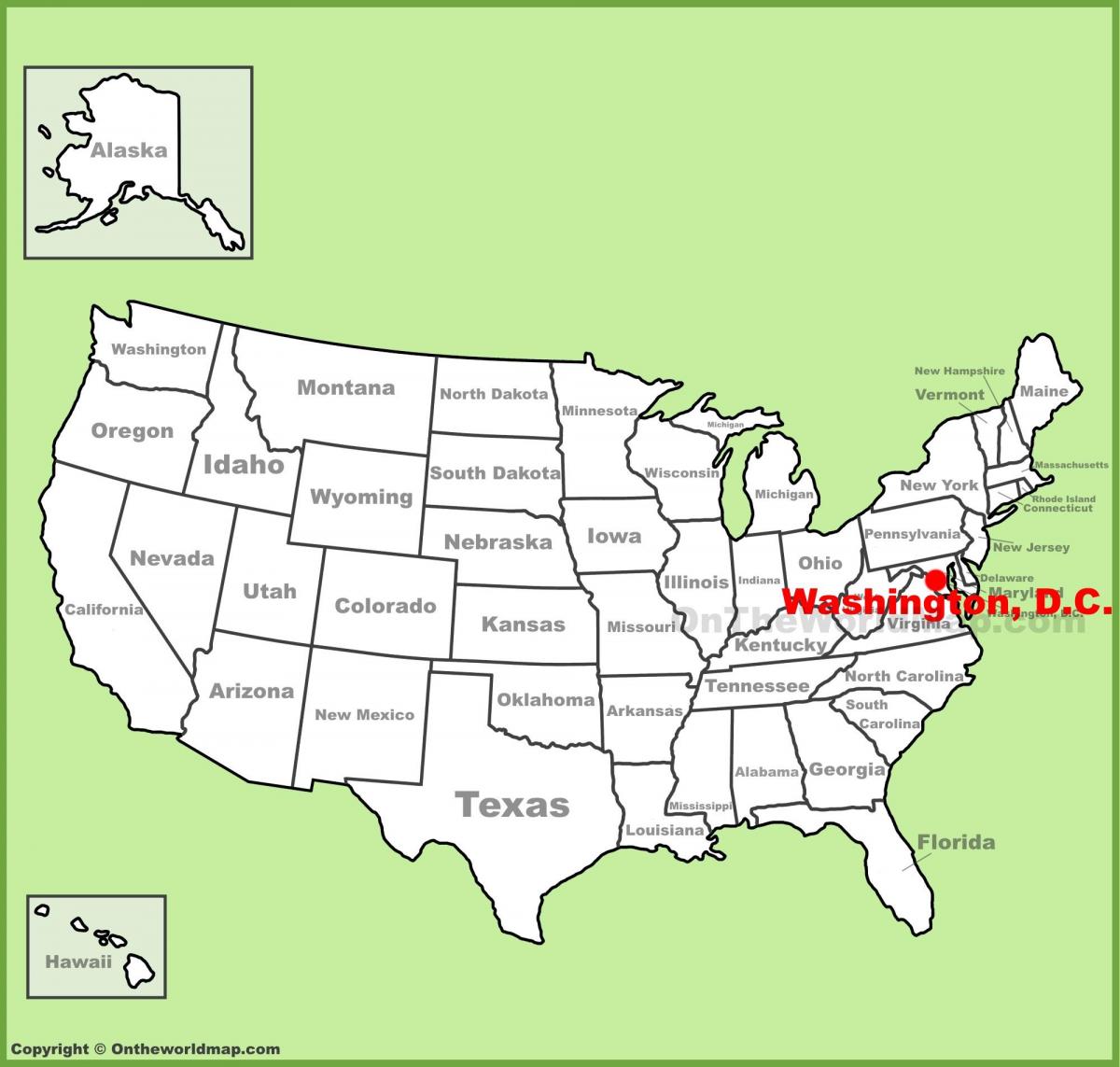 washington dc Amerika Birleşik Devletleri haritada yer alan 