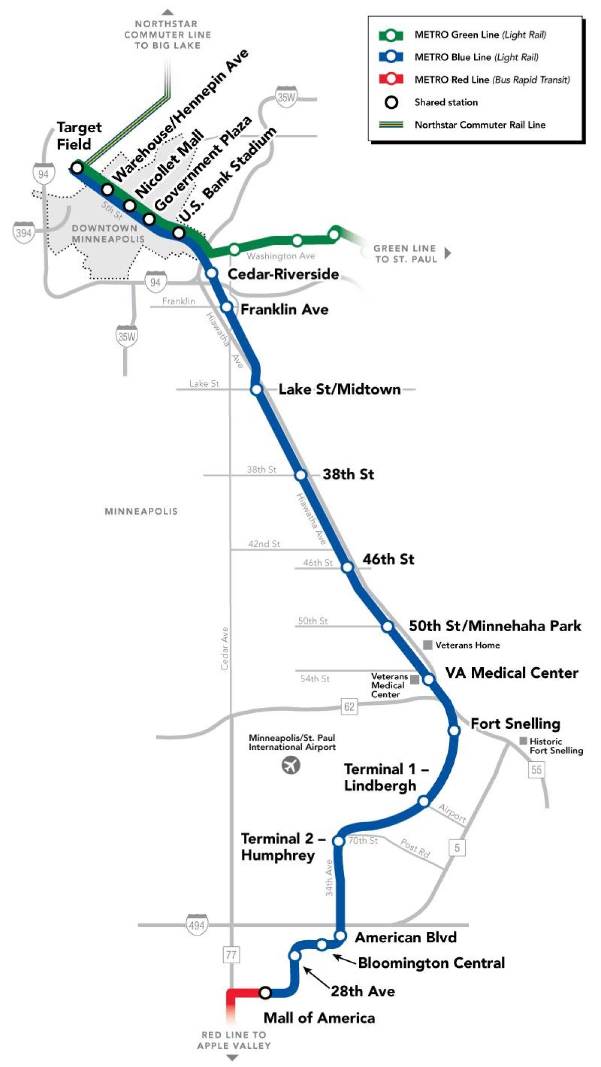 washington metro mavi çizgi harita