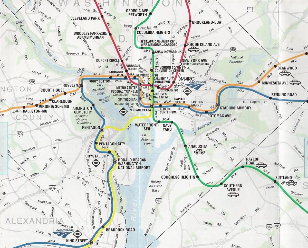 metro istasyonları ile washington dc sokak haritası 