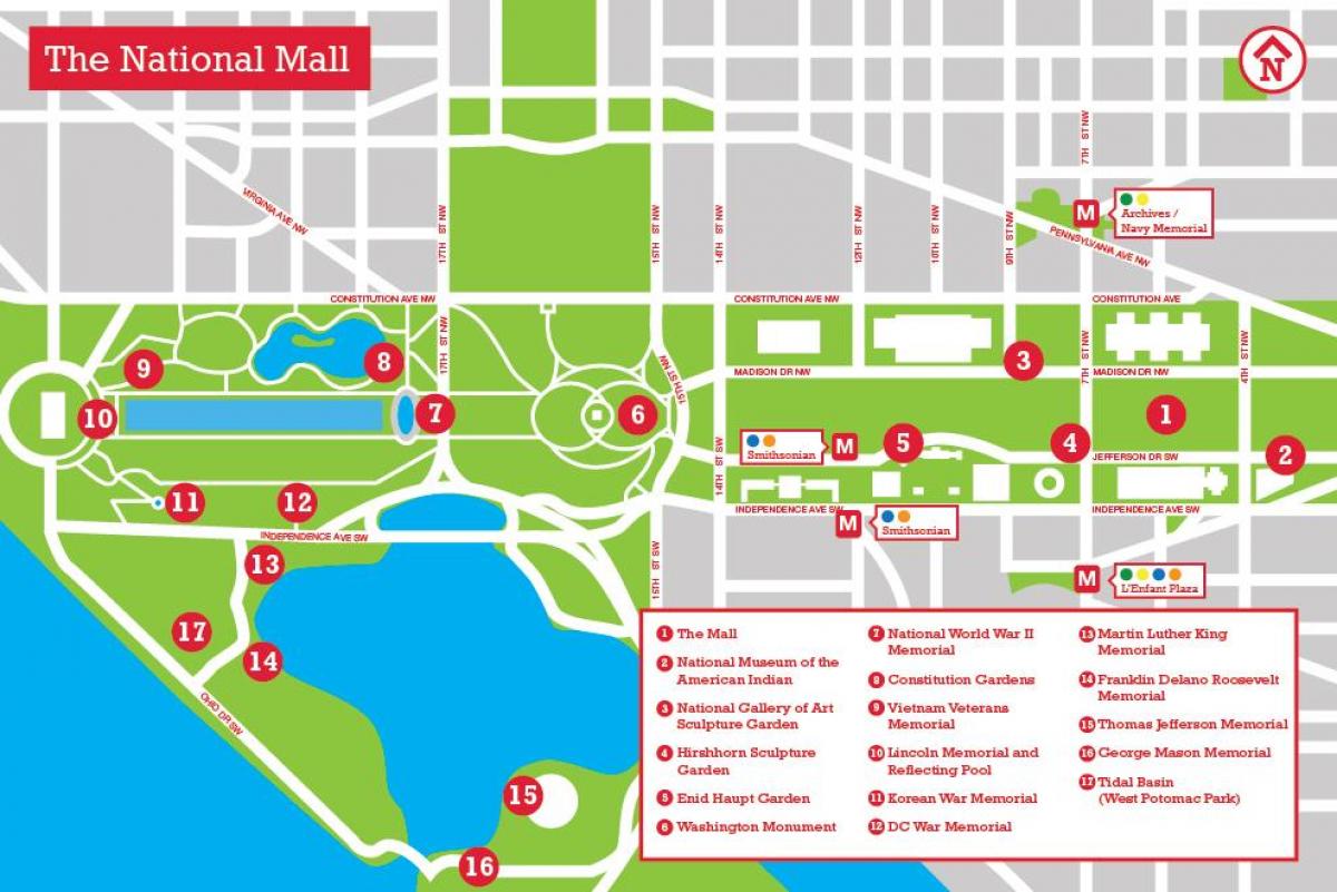 national mall Parkı harita 