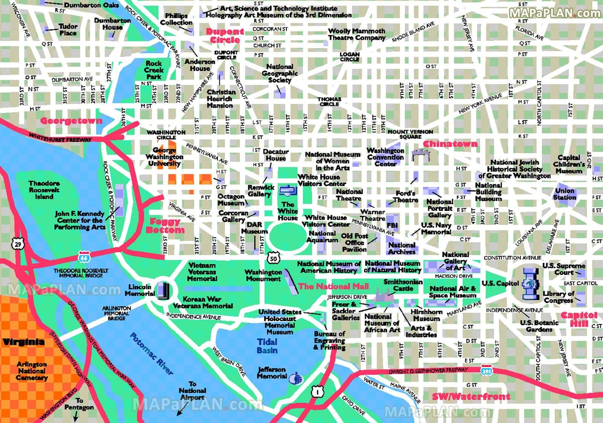washington dc turistik haritası