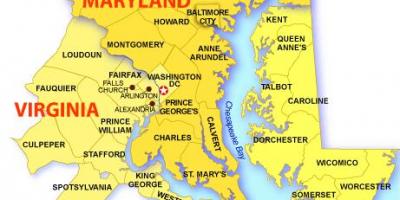 Maryland, virginia haritası ve washington dc