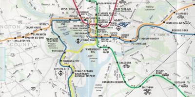 Metro istasyonları ile Washington dc sokak haritası 